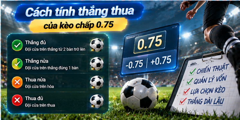 Cách tính thắng thua của kèo chấp 0.75